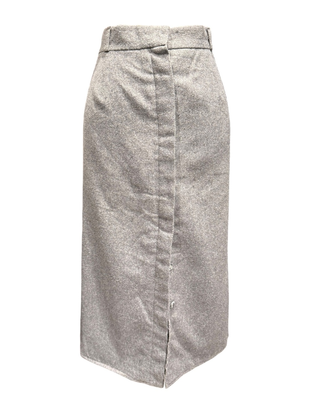 Vintage Wool Midi Skirt with Side Slits and Hidden Buttons